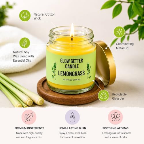 Image of Glow Getter Mini Jar Scented Candle Set | Premium Aromatherapy Candles in Glass Jars | Long Burning Home Fragrance Candles for Relaxation, Home Decor & Gifting, Scented Jar with lid (Pack of 6)