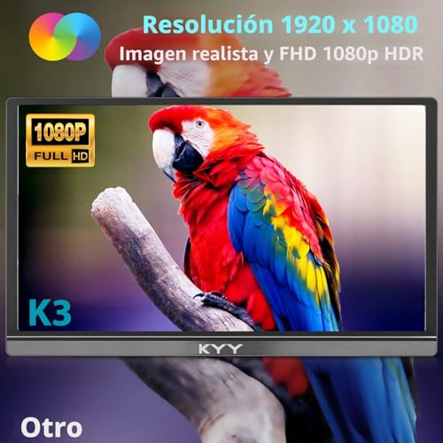 KYY Monitor portátil de 15.6 pulgadas 1080P FHD USB-C, pantalla de computadora HDMI HDR IPS Monitor de juegos con cubierta inteligente premium y protector de pantalla, altavoces, para computadora
