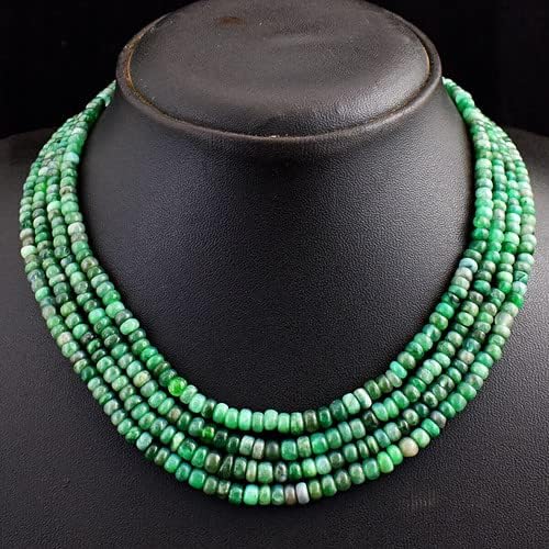 280 Cts Earth Mined 4 Strand Untreated Emerald Beads Woman Necklace CHIK_NECKLACE-32213