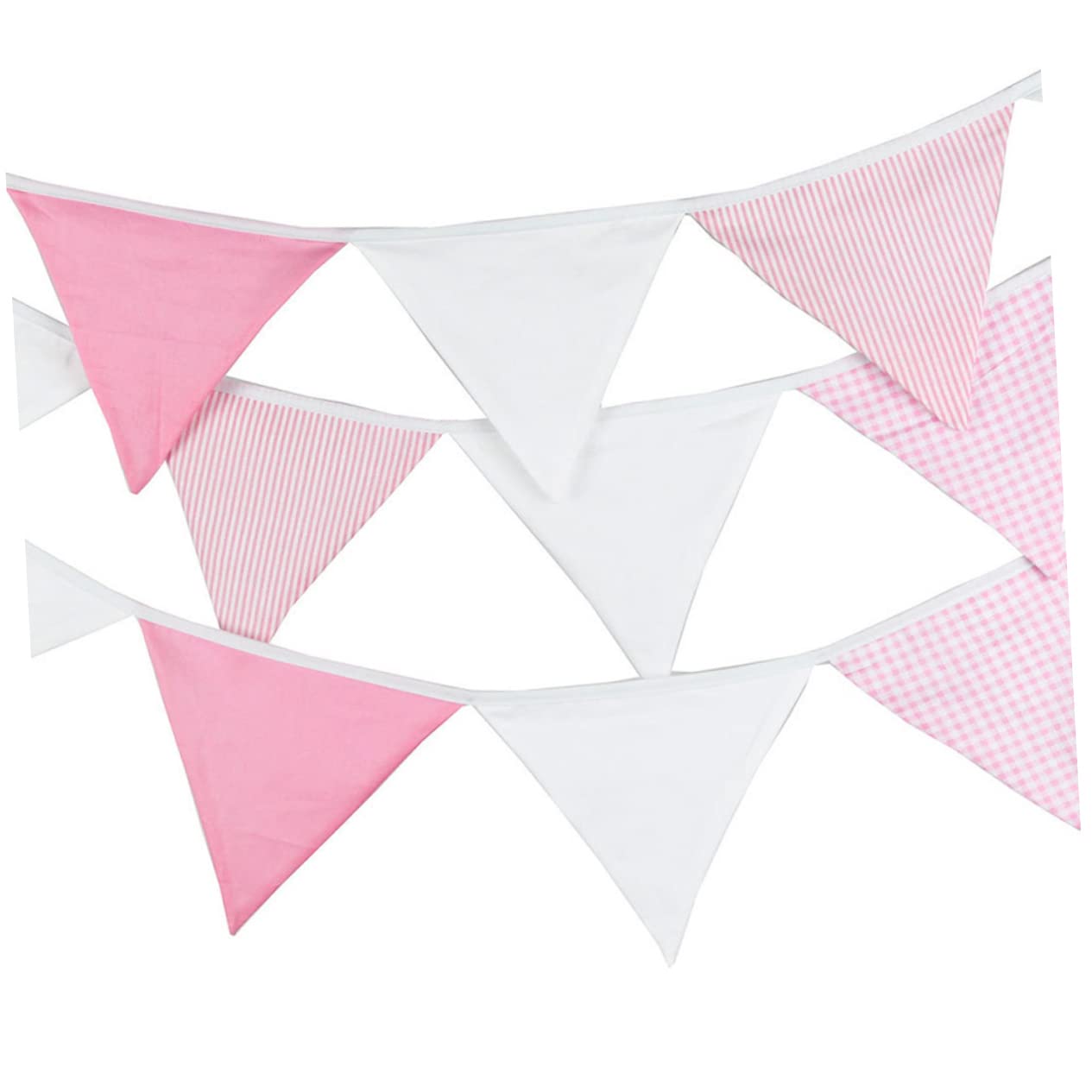Abaodam 3 Piezas Guirnaldas Boda Cumpleaños Empavesado Pancarta Multicolor Banderín Tela Blanca Pancartas Rosas Decoración Ducha Fiesta Tela Algodón Fiestas Chic Triángulo Para