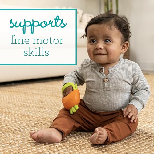 Image of Infantino Teething Mitt Handy Dandy Silicone Orange Carrot