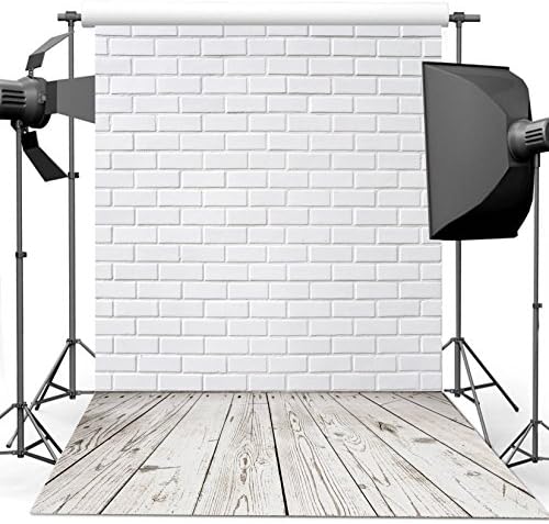 Dudaacvt 10x10ft Vinyl Photography Background White Brick Wall Wood Floor Theme Backdrops Photo Studio Backdrop Props MQ0061010