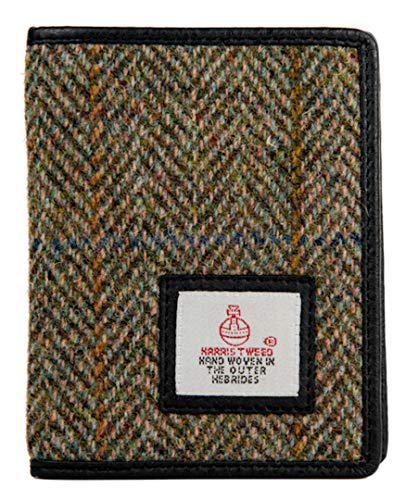 Harris Tweed Delgado Bifold Card Holder Wallet En Caja (Verde Herringbone)