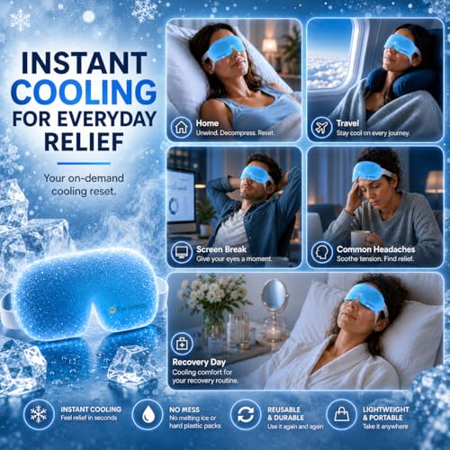 Image of Lure Essentials Eye Serenity CHILL Self Cooling Eye Mask for Sleeping, Cooling Eye Patches for Dark Circles and Puffy Eyes, Cold Compress, Spa Relaxation and Self-care Gifts for Women & Men