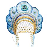 Elena Kokoshnik Headdress (light blue & golden)