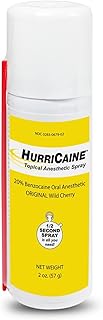 HurriCaine Topical Anesthetic Spray – Fast-Acting, OTC 20% Benzocaine Oral Spray for Quick Comfort – Works in 30 Seconds – Precise Nozzle for Targeted Use – for Adults & Kids 2+ - Wild Cherry Flavor