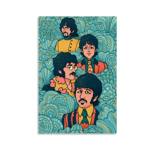 LUISAS Poster décoratif sur toile avec groupe de rock vintage The Beatles – 30 x 45 cm - Les Beatles, Paul McCartney, John Lennon, RIngo Starr, George Harrison LUISAS Poster décoratif sur toile avec groupe de rock vintage The Beatles - 30 x 45 cm