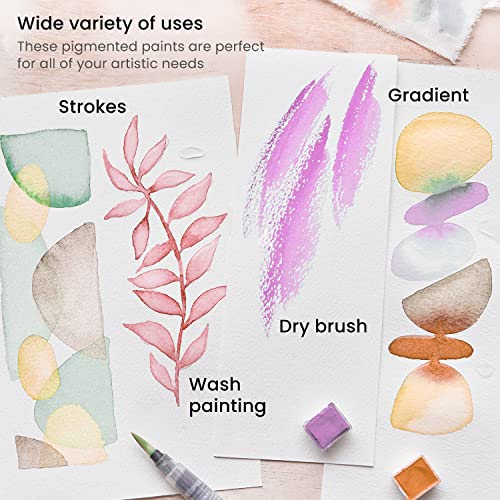 Arteza Pastel Watercolor Paint Set With Water Brush, 12 Watercolor Half Pans In Storage Tin, Semi Moist, Art Supplies For Painting Stunning Landscapes #TOP4