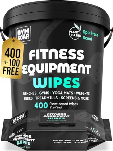 Gym Equipment Wipes - 500 Fitness Wipes to Clean Exercise Equipment, Treadmill, Peloton Bikes, Yoga