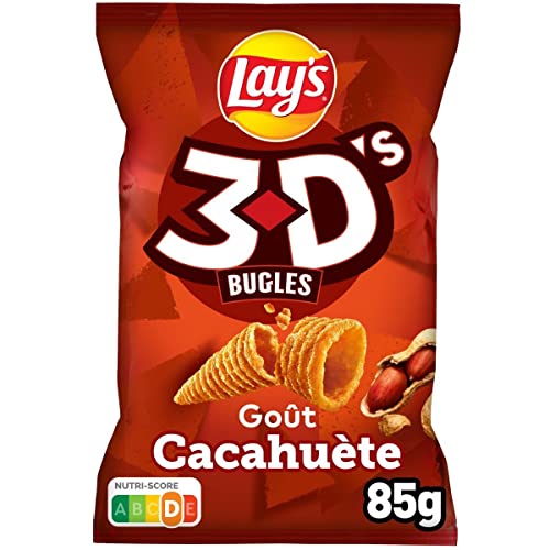 AUCHAN - Lot de 3 unités *** LAY'S Biscuits soufflés 3D's bugles goût cacahuète 85g