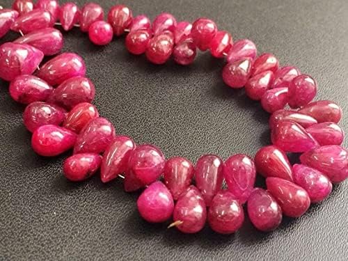 Ruby beads plain teardrop 7-11mm natural ruby necklace jewelry making strand - 5