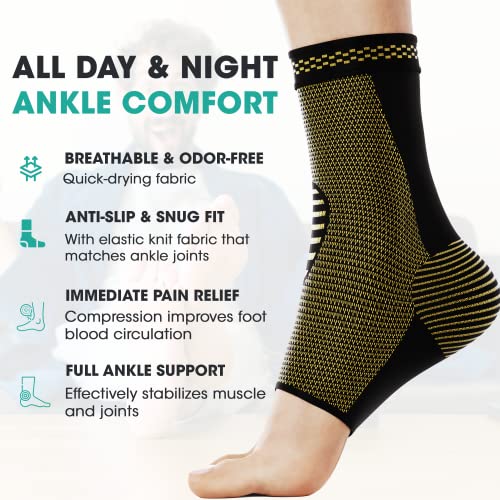 Image of Modvel Foot & Ankle Brace Socks for Sprained Ankle Compression Sleeve - Foot Support for Women & Men - Tendonitis & Arthritis Ankle Brace Sports Running, Torn Ligaments & Women Stabilizing Ankle Wrap