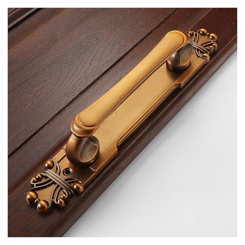 2個セット 欧州アンティーク亜鉛合金ドアハンドル、防錆表面取り付け バーンドア・クローゼット・バルコニーゲート・木製&引き戸に工具不要(Brown)