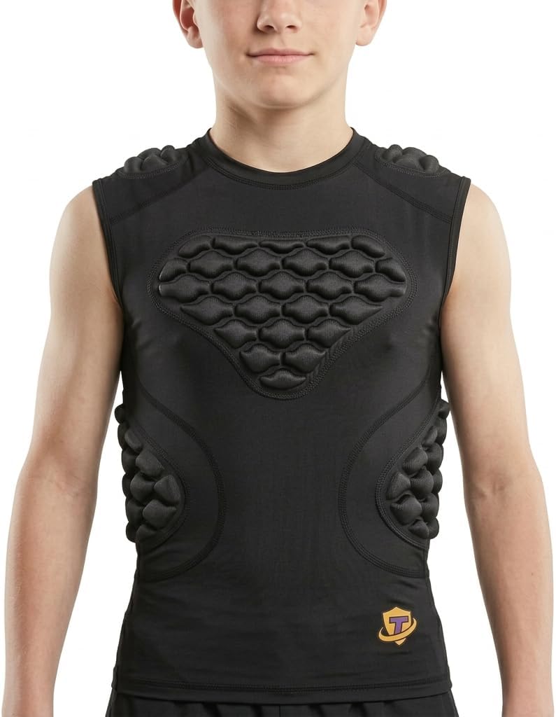 Youth Football Padded Shirt Chest Rib Protector Boys Heart Guard Sternum Protection Kids Rugby Undershirt