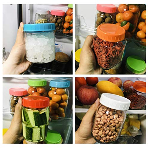 24 Pack Canning Lids Regular Mouth - Plastic Mason Jar Lids With Silicone Seals Rings Fits Ball/Kerr Jars, Leak-Proof & Anti-Scratch Resistant Surface, 8 Colors #TOP6