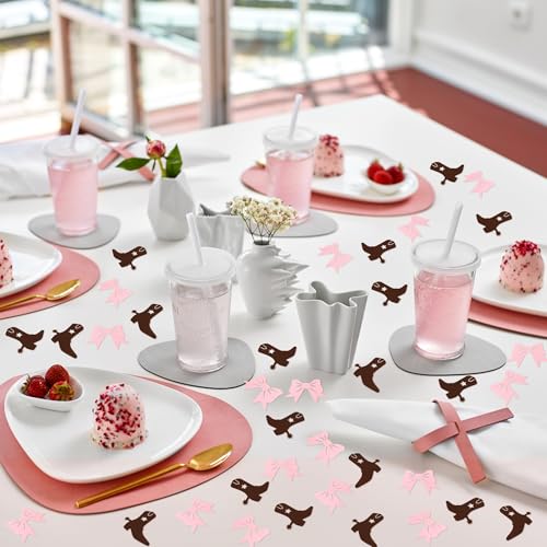 Image of 100 Pcs Pink Bows & Brown Confetti Boy or Girl Party Decoration Paper Scraps West Baby Shower Dining Table Colorful Paper Scraps Multiple Colors Can Be Used For Party Decoration