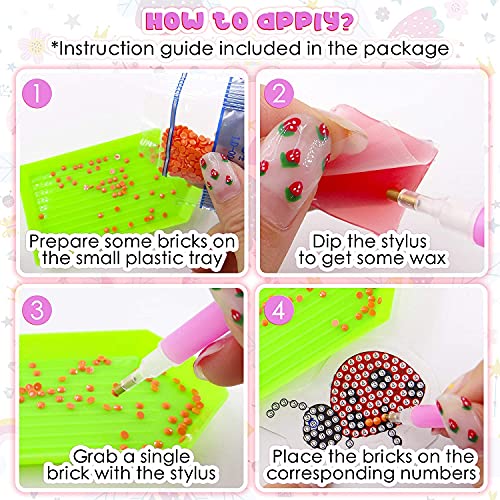 Image of YellowCult 5D DIY Diamond Painting Craft Kits for Kids, 9 PCS Cartoon Stickers, Stick Paint with Diamonds by Numbers, [Cute Insects & Bird Theme],