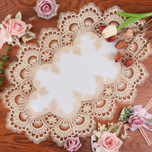 URROMA Polyester Ellipses Table Cover with Lace Trim - Image 3