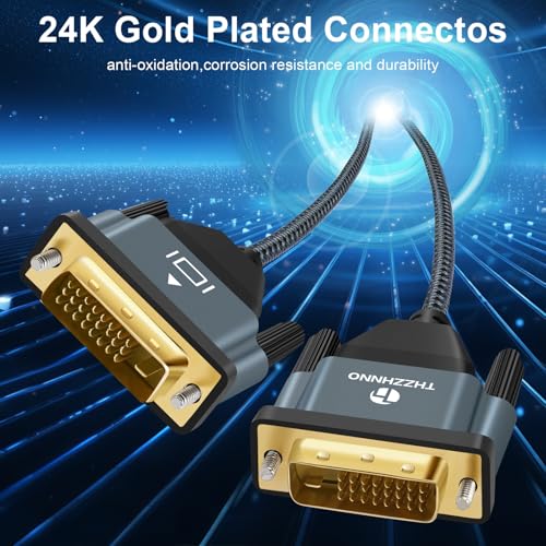 Thzzhnno DVI to DVI Cable 3.3FT, Gold-Plated & Braided Male DVI-D 24+1 to DVI Cable Support High Resolution 2560x1600 1080P for Gaming, DVD, Laptop, PC, Display by Thzzhnno - Image 2