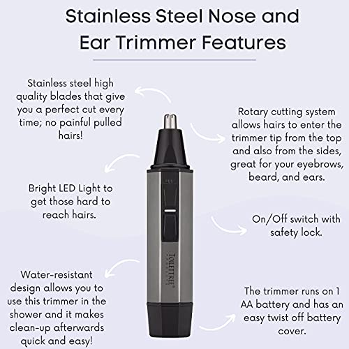 Toilettree Products Water Resistant Stainless Steel Nose And Ear Hair Trimmer With Led Light #TOP5