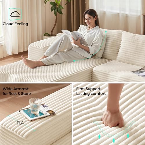 LINSY HOME Modular Sectional Sofa Boneless Cloud Couches for Living Room - Thumbnail 4