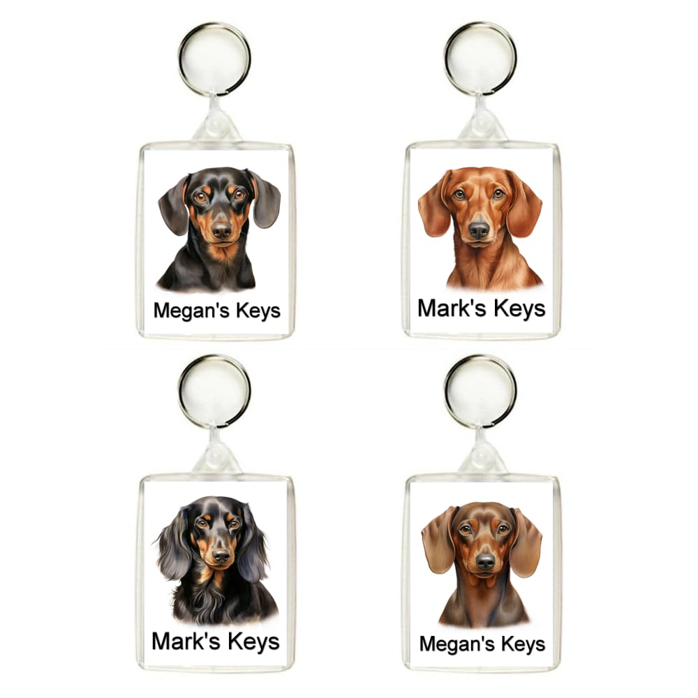 Key Expressions Unisex Brown Personalised Dachshund (Sausage Dog) Keyring/Bag Tag - Four Designs Available