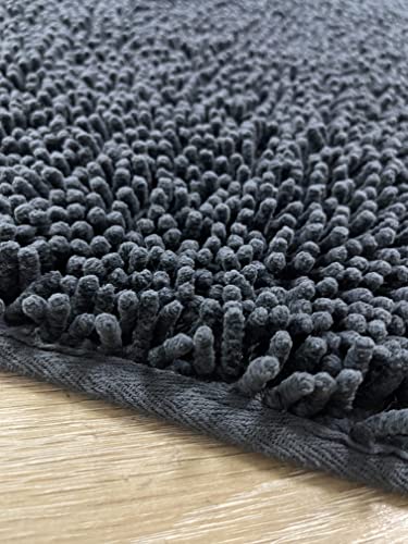 QOENIQ 3 teiliges 100 % Baumwolle Badematte 120, 80 und 50 cm Badvorleger Badteppich rutschfest (Anthrazit) – Bild 6