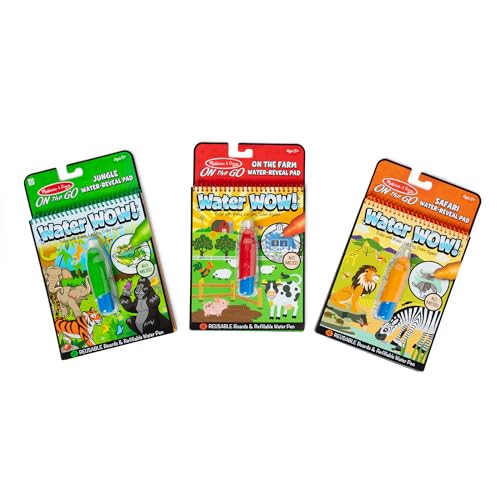 Melissa & Doug Cartoncini Magici Da Colorare Water Wow Unisci I Puntini Fattoria 4 Cartoncini Con Penna Ad Acqua Ricaricabile P30670