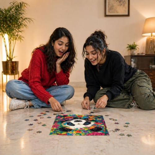 Image of Spirit Animal The Bambootiful Panda & Majestic Deer Combo 500 Piece Wooden Jigsaw Puzzle for Adults & Teens (Age 13+) | Stress Relief, Mindful & Creative Play| Nature Inspired Design