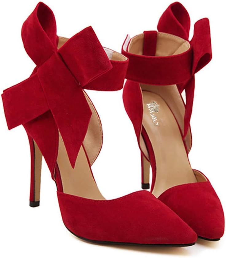 MMJULY Z&L Fashion Women's Pointy Toe High Heel Stiletto Big Bow Dress Pumps - Image 6