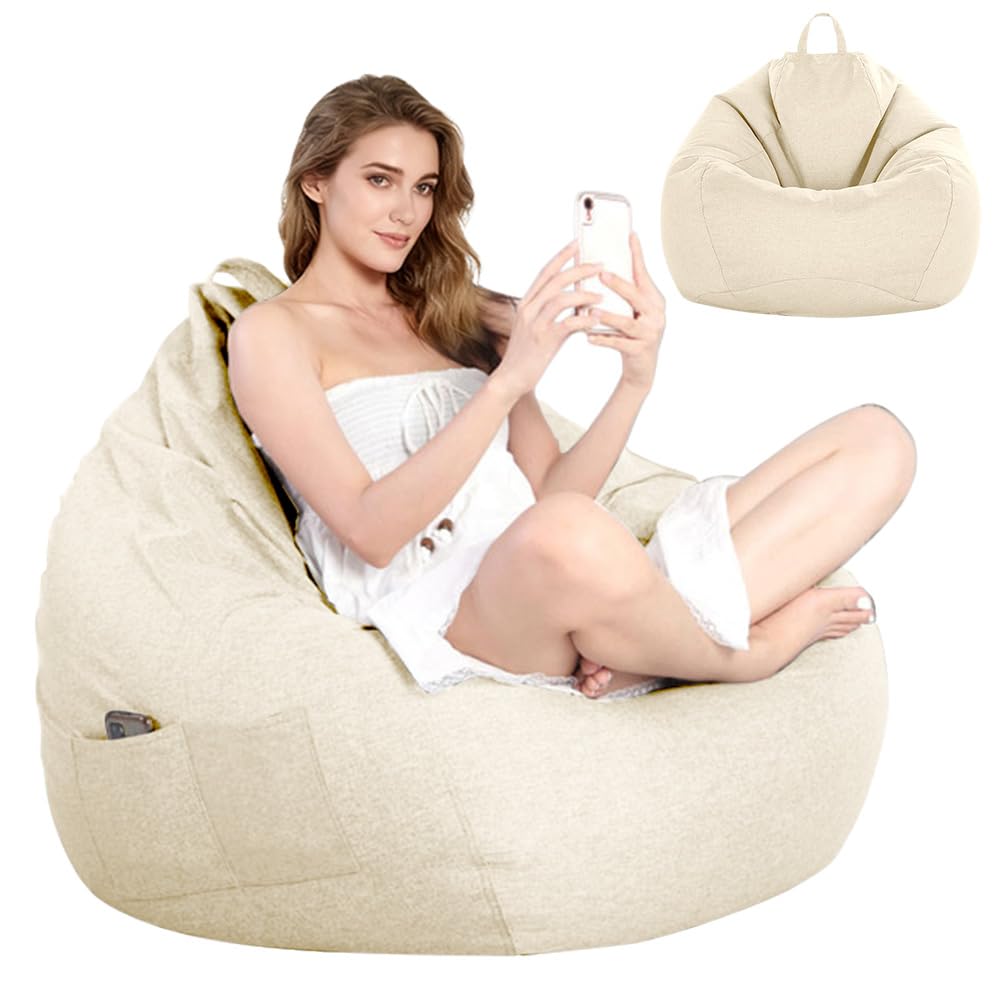 LOMUG Sitzsack XL, Sitzsack Bezug, Gaming Sitzsäcke Tropfenform nur Bezug (ohne Füllung) Sitzsackstuhl für Erwachsene Kinder, Bean Bag Chair für Kinderzimmer Sofa Stofftiere Outdoor Deko, 100x120 cm
