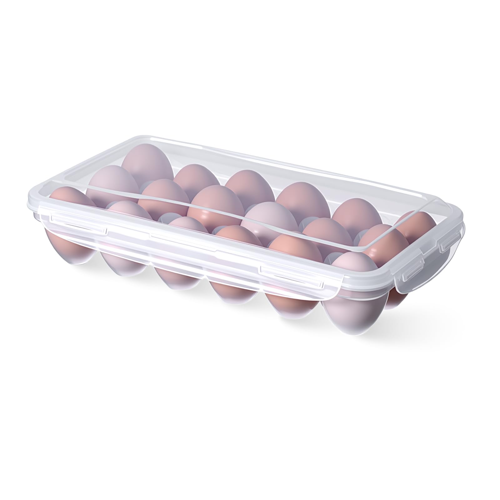 18 Cell Egg Box, Egg Storage, Plastic Eggs Transport Box, Egg Container with Lid, Egg Holder, Egg Storage Box, Transparent Egg Organiser for Fridge, Kitchen, Picnic
