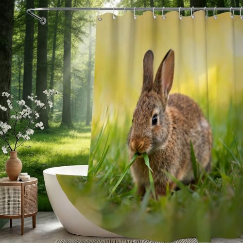 Rideau de douche 200x200 lapin en tissu polyester imperméable - 3