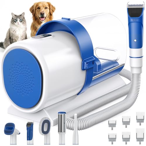 Image of NEWBULIG Pet Grooming Vacuum Kit, 2.5L Dust Cup, 3 Suction Modes and 5 Groomer Tools, Dog Clippers with Cordless Low Noise for Cats, Dogs Other Animals Hair Trimmer