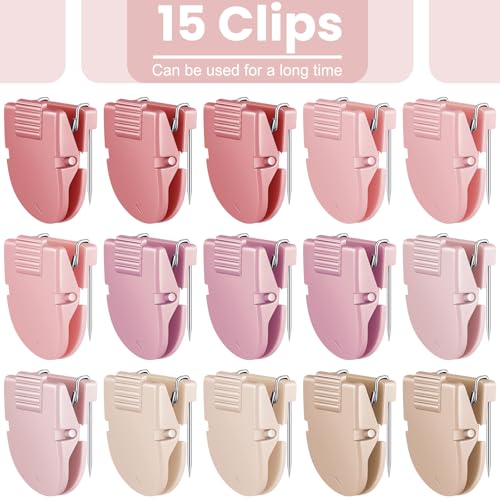 Image of Feifeiya 15 Pcs Cubicle Clips for Fabric Panels,Pink | Office Partition Wall Clips, 40-sheet Capacity for Notes Photos Memos, Metal Spring, Fits Cubicle Fabric Accessories