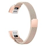 bayite Stainless Steel Bands Compatible Fitbit Alta and Alta HR, Milanese Loop Mesh Women Men(Rose Gold Large)