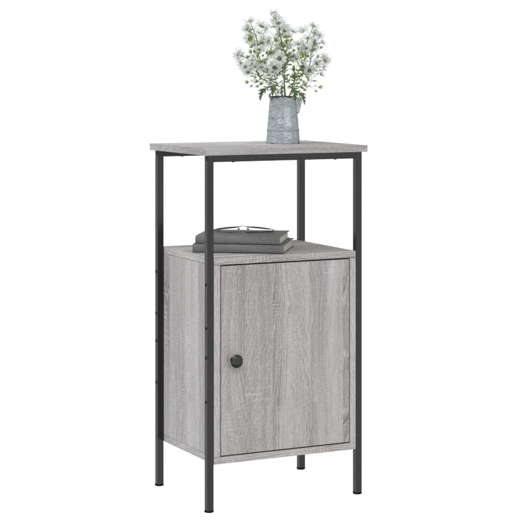 Nachttisch Grau Sonoma-Eiche 41x31x80 cm, Holzwerkstoff, industrielles Design, Stabiler Eisenrahmen, verstellbare Beine, vielseitiger Stauraum für Schlafzimmer und Wohnzimmer