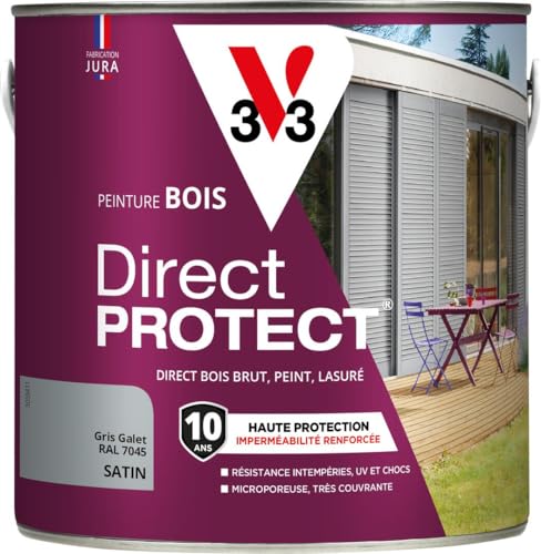 V33 Peinture bois Direct Protect - Gris galet - 2L