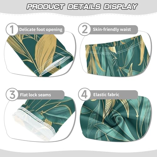 Bolaz Toddler Girls Leggings Printed Yoga Pants Leggings Yellow Blue Leaves for Kids3