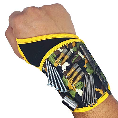 BinyaTools Magnetic Wristband - Camo - With Super Strong Magnets Holds Screws, Nails, Drill Bit. Unique Wrist Support Design Cool Handy Gadget Gifts for Fathers, Boyfriends, Handyman, Electrician