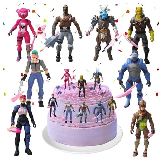 YISKY Decoración de Pastel Fortnit, 8 Piezas Fortnit Cupcake Toppers, Decoración para Tartas para Videojuegos, Decoración para Tartas Fortnit, Fortnit Figura de Acción, para Fiesta Temática