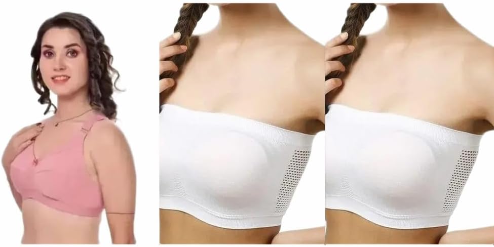 Women’s Cotton Bra – Non Padded, Wire Free, Comfortable Everyday Support(Bra-3(2)-439-MTC-36C-14510) Multicolour