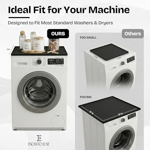 Image of 2 PC Washer and Dryer Topper Protector Mat 25 inchx25 inch, Laundry Washing Machine Top Cover Non-Slip, Waterproof, Silicone Large Washer and Dryer Covers for Top, (Dark-Grey Onyx) Dryer Top Protector Mat