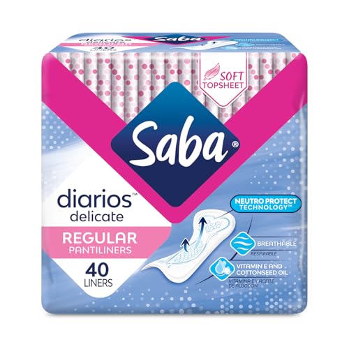 Image of SABA Diarios Regular Delicate Pantiliners, Unscented, Breathable & Comfortable for Everyday Freshness, 10-Pack of 40 Pads (400 Count)