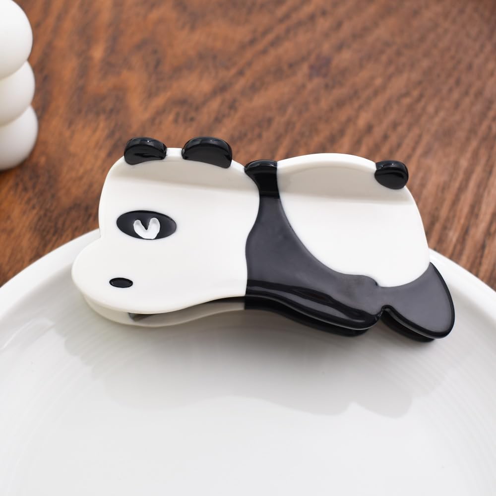 Panda Shape Hair Claw Clip White and Black Animal Non-Slip Hair Accessories for Medium Hair Women Girls, Heart Eye Panda