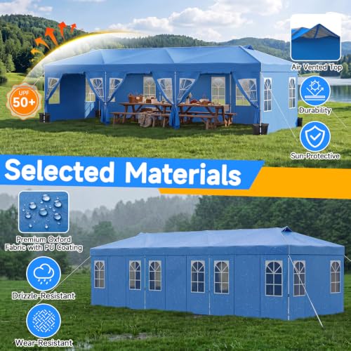Image of Tangkula 10x30 FT Pop Up Canopy with Center Lock