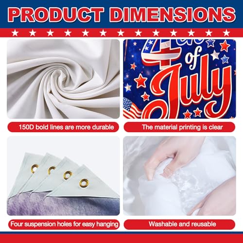 Image of BlissYard 4th of July Backdrop Independence Day Patriotic Decorations Statue of Liberty Bald Eagle Fireworks Party Banner 8x6ft Fourth of July Party Decor USA Patriotic Holiday Decoration