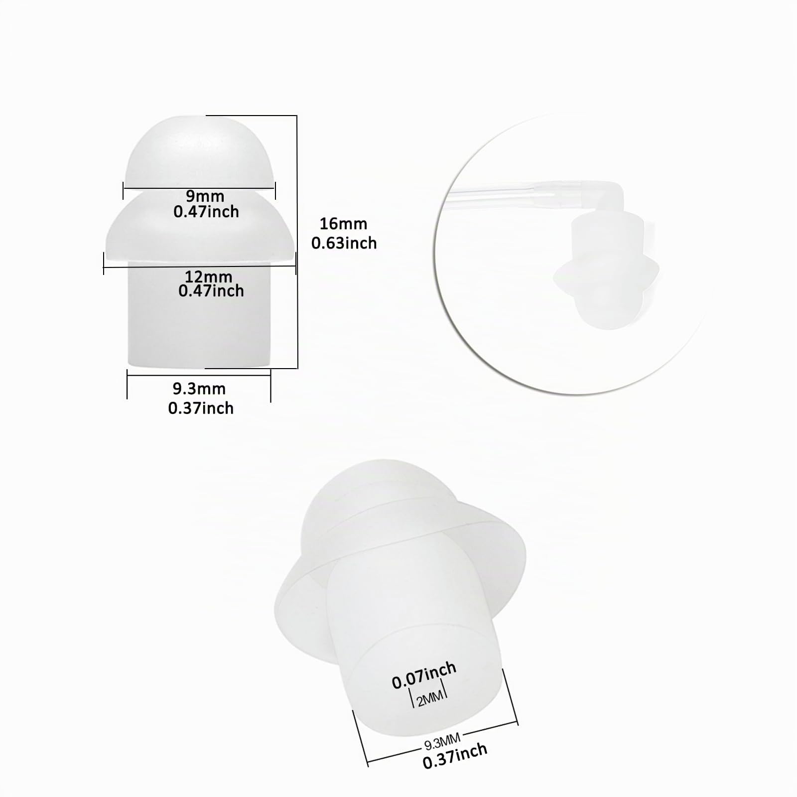 HYS Oreillette Écouteurs Intra-Auriculaires avec Tube Acoustique, 3,5 mm, Transparent, avec Clip de Fixation, Casque de sécurité pour Radio (Noir, écouteurs + 1 tête Champignon Plus Longue)