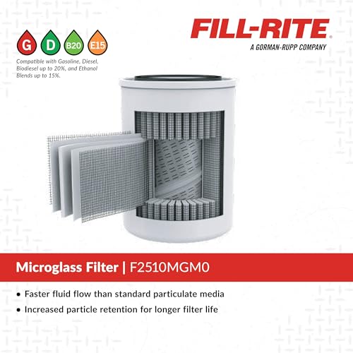 Image of Fill-Rite F2510MGM0 1 inch-12 UNF 10 Micron Microglass Fuel Filter, Up to 25 GPM, Spin-On Particulate Filter for Fuel Transfer Systems, Removes Dirt, Rust & Contaminants