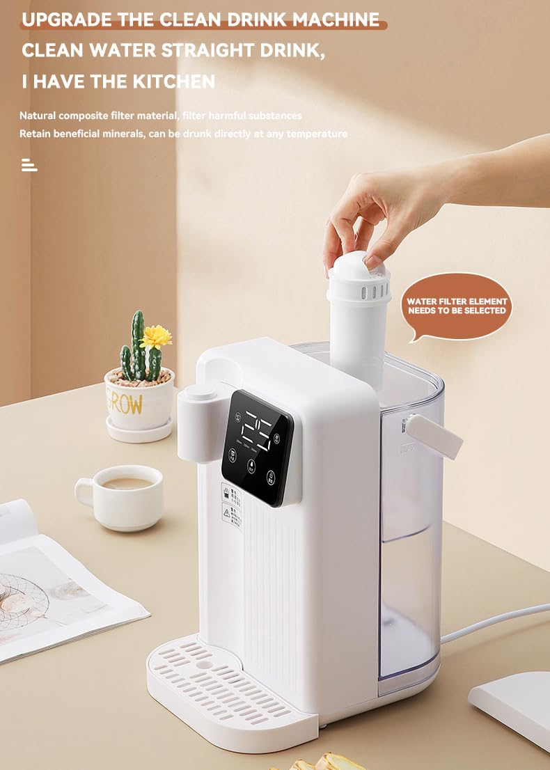 Distributore Istantaneo di Acqua Calda, Distributore Istantaneo di Acqua Calda da Tavolo da 2000 W con Touch Screen, 12 Temperature e 3 Impostazioni di Volume, Filtro dell'Acqua da Piano di Lavoro